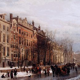 科内利斯·斯普林格(Cornelis Springer)高清作品:The Herengracht aan de Amstel