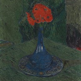 《蓝色花瓶中的罂粟花》库诺 · 阿米耶(Cuno Amiet)高清作品欣赏