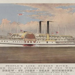 《德鲁德，哈得逊河蒸笼》柯里尔与艾夫斯(Currier and Ives)高清作品欣赏