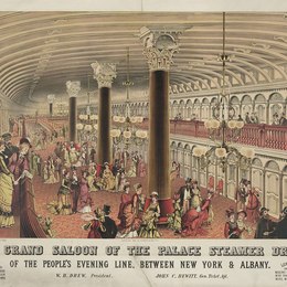 《哈德逊河蒸汽船豪华轿车》柯里尔与艾夫斯(Currier and Ives)高清作品欣赏