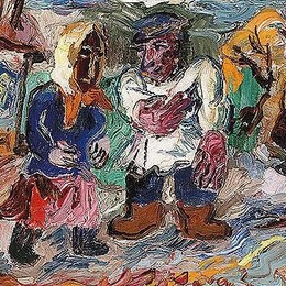 《农夫和他的妻子出去散步。》戴维·伯克(David Burliuk)高清作品欣赏