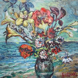 《海洋与鲜花》戴维·伯克(David Burliuk)高清作品欣赏