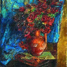 《花瓶里的花》戴维·伯克(David Burliuk)高清作品欣赏