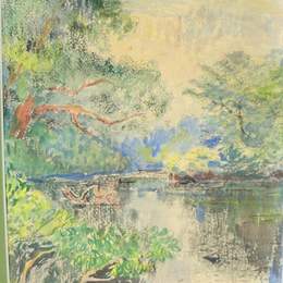 《长岛，夏天的河流》戴维·伯克(David Burliuk)高清作品欣赏