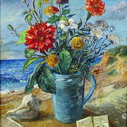 《海边的花》戴维·伯克(David Burliuk)高清作品欣赏