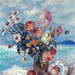 《海岸上的静物》戴维·伯克(David Burliuk)高清作品欣赏