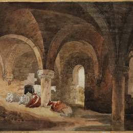 戴维·考克斯(David Cox)高清作品:Crypt of Kirkstall Abbey (after J.M.W. Turner)