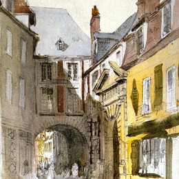 戴维·考克斯(David Cox)高清作品:Place St. Barth&amp;ampélemy, Rouen