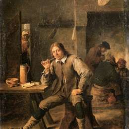 《倚靠桌子的吸烟者》戴维·特尼耶(David Teniers the Younger)高清作品欣赏