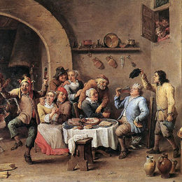 《狂欢节：“国王喝酒”》戴维·特尼耶(David Teniers the Younger)高清作品欣赏