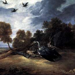 《苍鹭狩猎与大公利奥波德威廉》戴维·特尼耶(David Teniers the Younger)高清作品欣赏