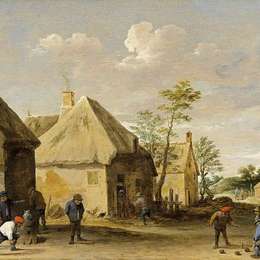 《乡村街道上的保龄球》戴维·特尼耶(David Teniers the Younger)高清作品欣赏