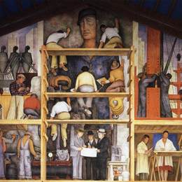 《制作壁画，展示锡蒂的建筑》迭戈·里维拉(Diego Rivera)高清作品欣赏