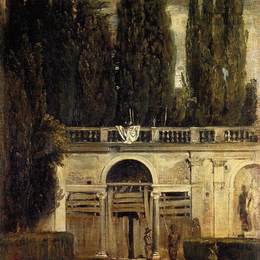 迭戈·德·席尔瓦·委拉斯开兹(Diego Velazquez)高清作品:Villa Medici in Rome (Facade of the Grotto Logia)