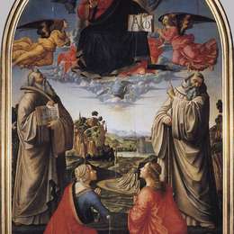 多梅尼科·基兰达约(Domenico Ghirlandaio)高清作品:Christ in Glory with St. Benedict (c.480-547), St. Romuald (