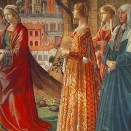 多梅尼科·基兰达约(Domenico Ghirlandaio)高清作品:Giovanna Tornabuoni and Her Accompaniment