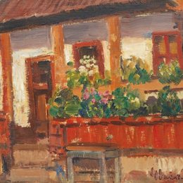 《带鲜花的阳台》杜米特鲁吉吉萨(Dumitru Ghiatza)高清作品欣赏