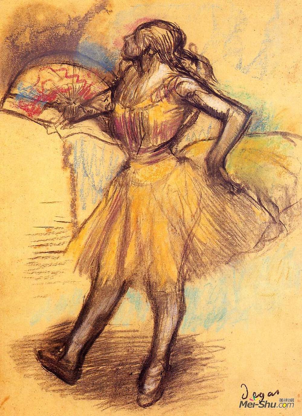 《扇子舞(研究》埃德加·德加(edgar degas)高清作品欣赏