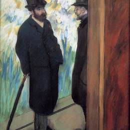 埃德加·德加(Edgar Degas)高清作品:Friends at the Theatre, Ludovic Halevy and Albert Cave