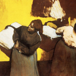 《洗衣店里的亚麻布》埃德加·德加(Edgar Degas)高清作品欣赏