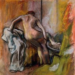 《离开浴室》埃德加·德加(Edgar Degas)高清作品欣赏
