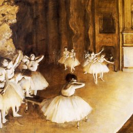 《舞台芭蕾彩排》埃德加·德加(Edgar Degas)高清作品欣赏