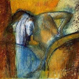 《女人从后面看，头发干》埃德加·德加(Edgar Degas)高清作品欣赏
