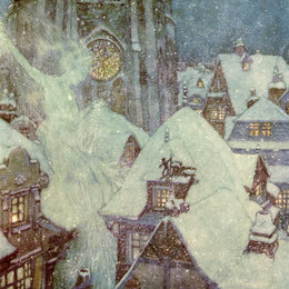 《雪女王飞过冬夜》埃德蒙·杜拉克(Edmund Dulac)高清作品欣赏