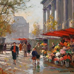 《洛杉矶马德琳卖花》爱德华·科尔特斯(Edouard Cortes)高清作品欣赏