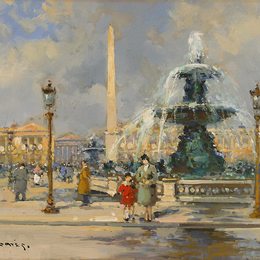 《在协和广场上的喷泉》爱德华·科尔特斯(Edouard Cortes)高清作品欣赏