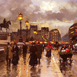 《巴黎新桥》爱德华·科尔特斯(Edouard Cortes)高清作品欣赏
