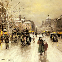 《圣米歇尔广场，圣诞节》爱德华·科尔特斯(Edouard Cortes)高清作品欣赏