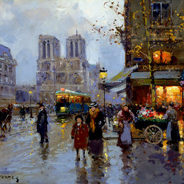 《圣米歇尔圣母广场》爱德华·科尔特斯(Edouard Cortes)高清作品欣赏