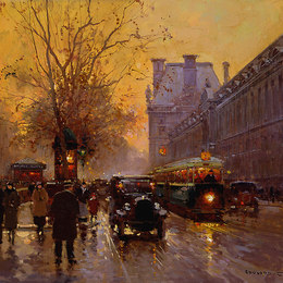 《卢浮宫码头》爱德华·科尔特斯(Edouard Cortes)高清作品欣赏