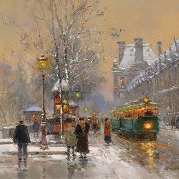 《卢浮宫码头》爱德华·科尔特斯(Edouard Cortes)高清作品欣赏