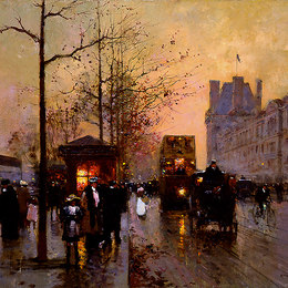 《卢浮宫码头》爱德华·科尔特斯(Edouard Cortes)高清作品欣赏