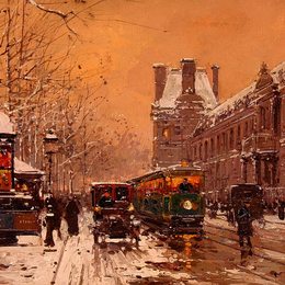 《卢浮宫，冬天》爱德华·科尔特斯(Edouard Cortes)高清作品欣赏