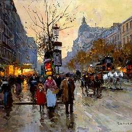《在林荫大道》爱德华·科尔特斯(Edouard Cortes)高清作品欣赏
