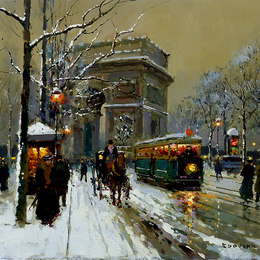 《凯旋门，冬天》爱德华·科尔特斯(Edouard Cortes)高清作品欣赏