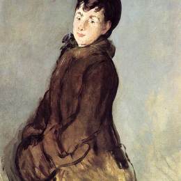 爱德华·马奈(Edouard Manet)高清作品:Isabelle Lemonnier with a muff