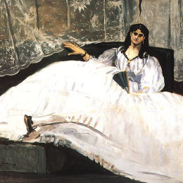 爱德华·马奈(Edouard Manet)高清作品:Jeanne Duval, Baudelaires Mistress, Reclining (Lady