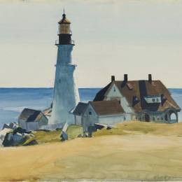 《灯塔和建筑物，波特兰头，伊丽莎白角，迈》爱德华·霍普(Edward Hopper)高清作品欣赏