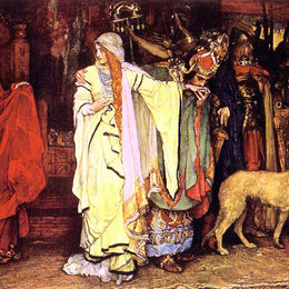《李尔国王：科迪莉亚的告别》埃德温·奥斯汀·艾比(Edwin Austin Abbey)高清作品欣赏