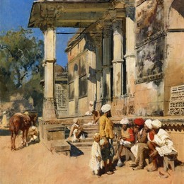 《门廊的清真寺，艾哈迈达巴德》埃德温·罗德·威克斯(Edwin Lord Weeks)高清作品欣赏