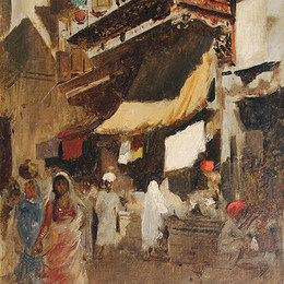 《孟买的街景》埃德温·罗德·威克斯(Edwin Lord Weeks)高清作品欣赏