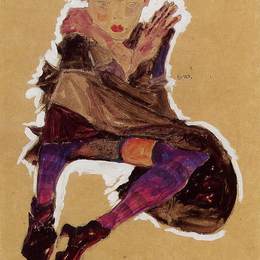 《坐着的少女》埃贡·席勒(Egon Schiele)高清作品欣赏