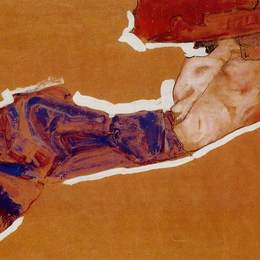 《斜倚红帽子半裸体》埃贡·席勒(Egon Schiele)高清作品欣赏