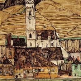 《多瑙河上的施泰因》埃贡·席勒(Egon Schiele)高清作品欣赏