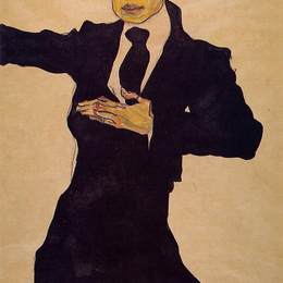 《画家肖像马克斯·奥本海默》埃贡·席勒(Egon Schiele)高清作品欣赏