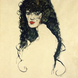 《一名妇女的画象有黑发的》埃贡·席勒(Egon Schiele)高清作品欣赏